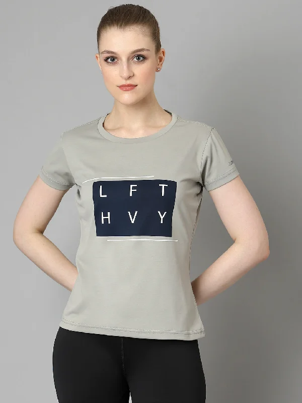 JUMP USA Women Grey Typography Printed Polyester T-shirt purpose