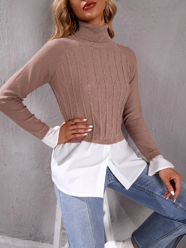 Casual Plain Long Sleeve High Neck Regular Women Sweater Traditional Women's 