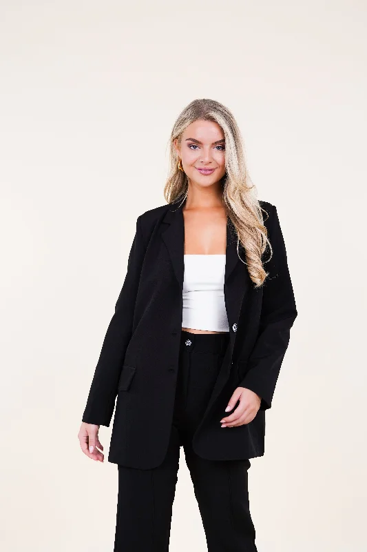 Oversized blazer zwart met lange mouwen - Ariane Sophisticated Women's 