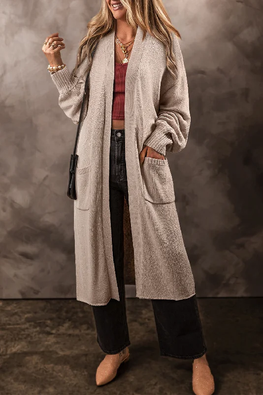 KaleaBoutique Side Pockets Open Front Long Knitted Cardigan Cool Women's Distressed