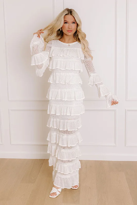 Sweet Whispers Lace Tiered Maxi Dress Cool Women's Distressed