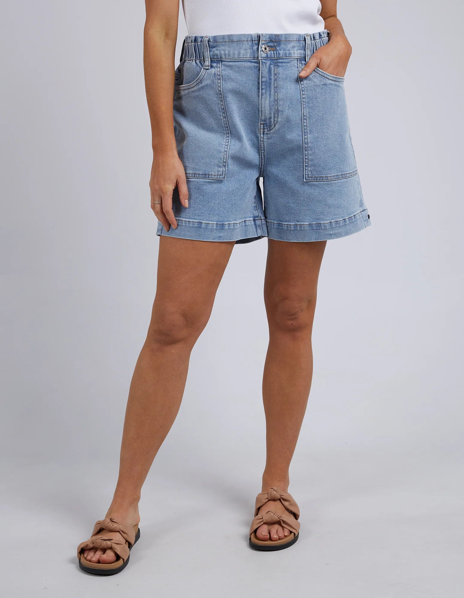 Atlas Denim Short MID BLUE Wash Practical Women's Quick - dry