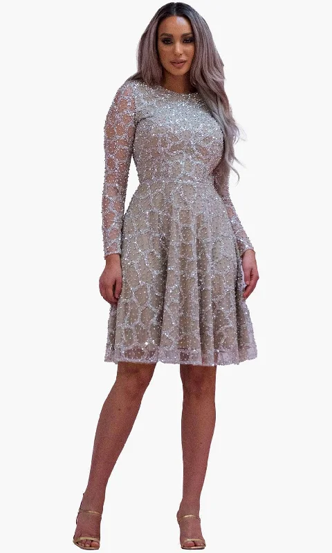 Chic and Holland SD1832 - Jewel Beaded Cocktail Dress Laid - back Women's Style
