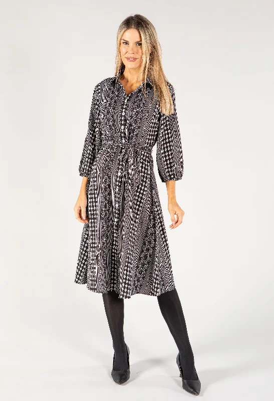 Mixed Print Shirt Dress Geometric