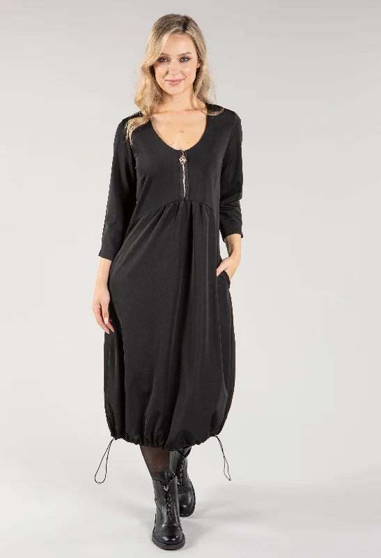 Zip Detail Neckline Dress Feminine Women's Style 