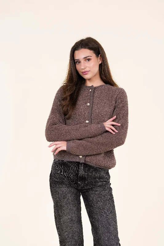Teddy vestje met knopen bruin - Loua Minimalist Women's Casual