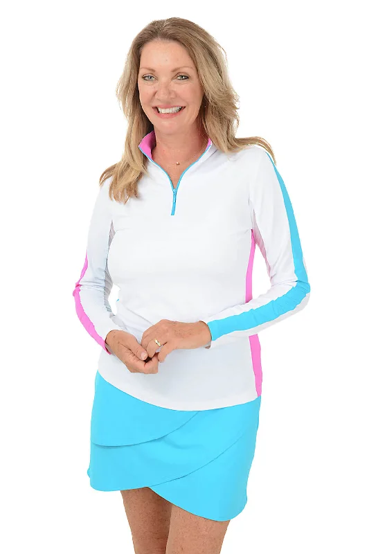 Pink Color Block UPF50+ Sun Shirt Traditional Women's Wool