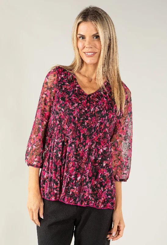 Rose Printed Lace Top Edgy Women's Punk