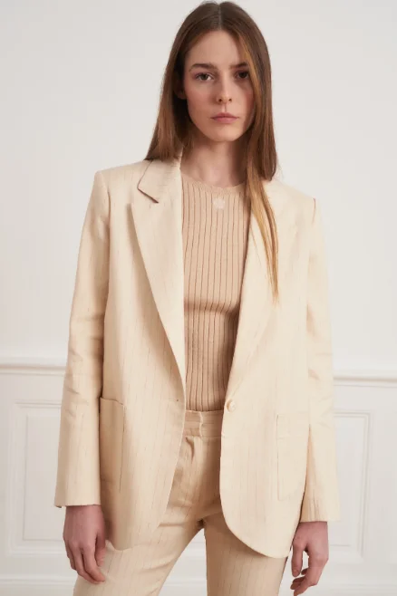 Beige borsalino stripe Vladimir blazer Feminine Women's Soft 