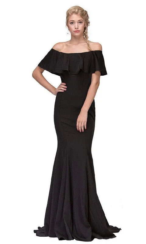 Eureka Fashion - 7113 Ruffle Paneled Off Shoulder Mermaid Gown Cool Women's Skate
