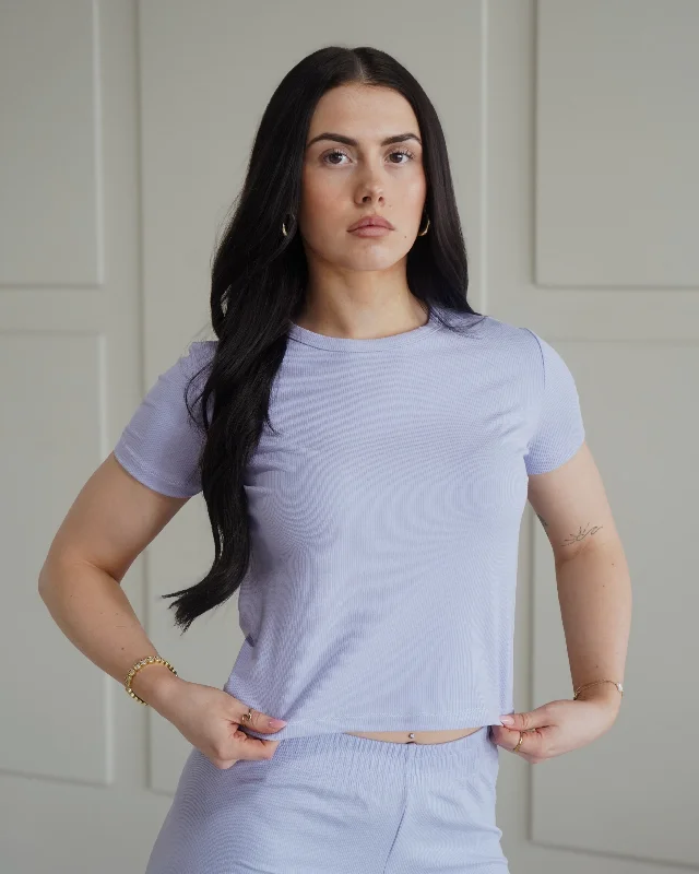 Luxe Lounge T-Shirt - Perry Winkle Dapper Women's Bow - adorned