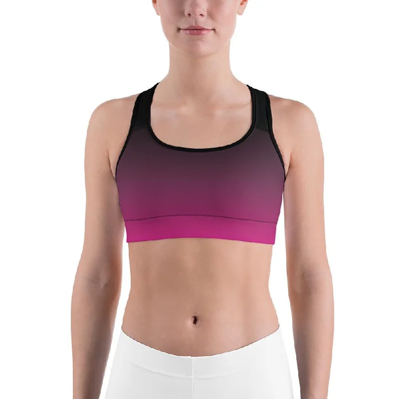 Ombre Black to Pink Sports Bra Dapper Women's 1920S