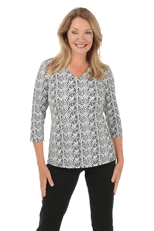 Sandy Chevron Classic UPF50+ V-Neck Top Classic Women's Tweed