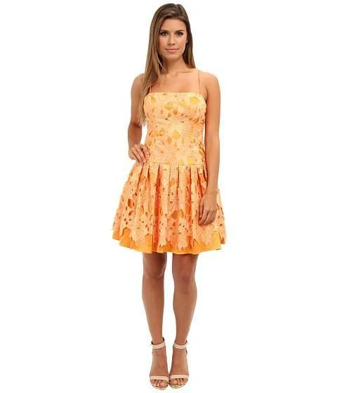 Adrianna Papell - 41893270 Crochet overlay short A-Line Dress Compression