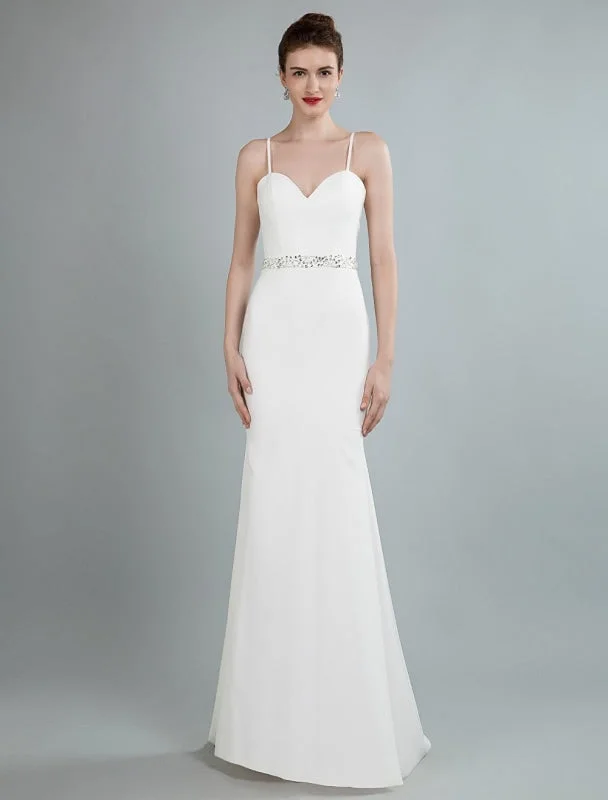 Simple Wedding Dress Sheath Sweetheart Neck Long Sleeves Beaded Bridal Dresses With Train Exclusive Traditional Women's Wool Simple Wedding Dress Sheath Sweetheart Neck Long Sleeves Beaded Bridal Dresses With Train Exclusive Traditional Women's Wool