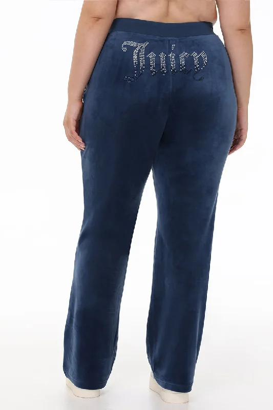 Plus-Size Ombre Big Bling Velour Track Pants Modern Women's 