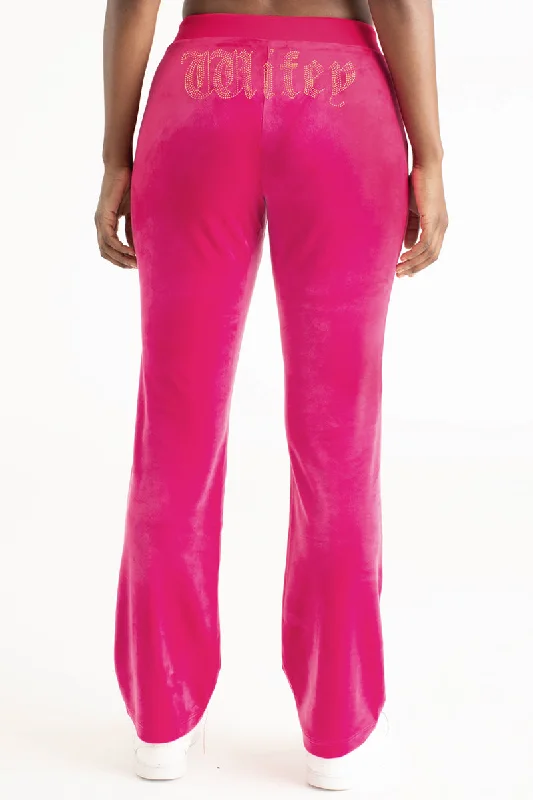 Wifey Big Bling Velour Track Pants Vacation