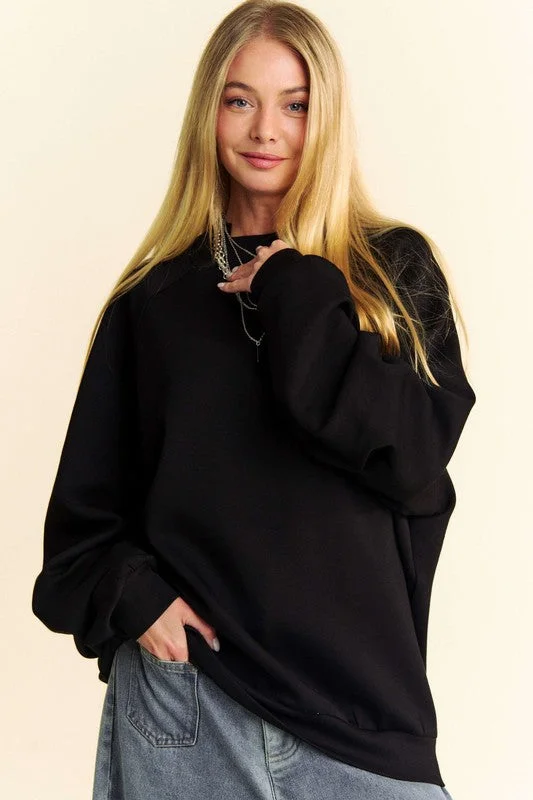 Davi & Dani Round Neck Raglan Sleeve Sweatshirt Sleek Women's 
