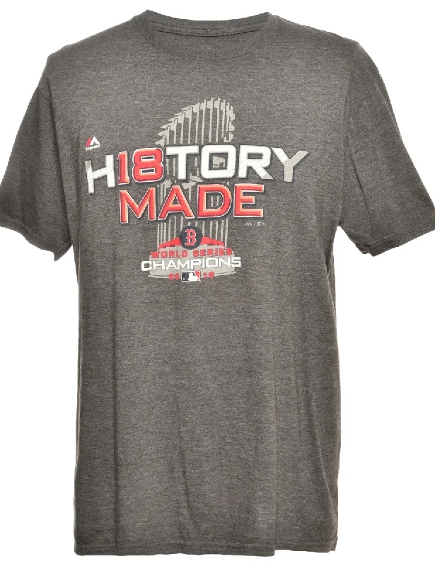 MLB Grey Sports T-shirt - M Classic Women's Pin - striped