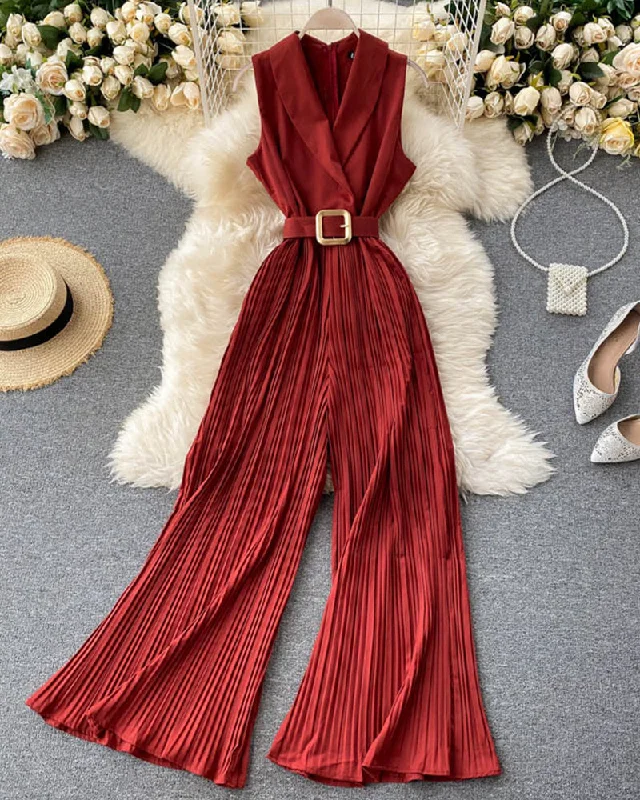 Stylish v-neck sleeveless jumpsuit    S100 Elegant Women's Formal 