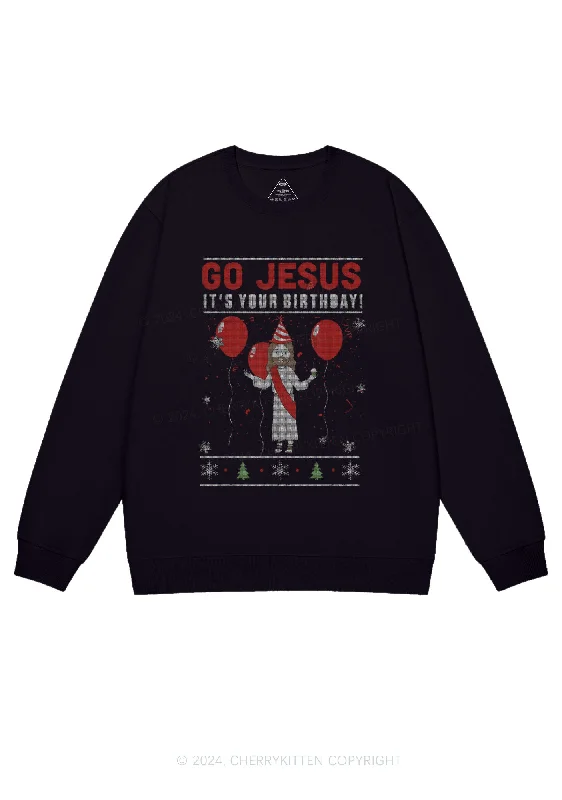 Christmas Go Jesus Y2K Sweatshirt Cherrykitten Stylish Women's Neon