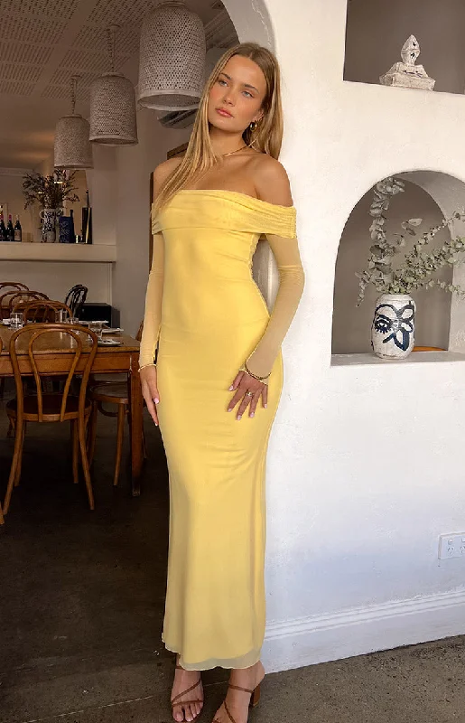 Coraline Yellow Long Sleeve Maxi Dress Country