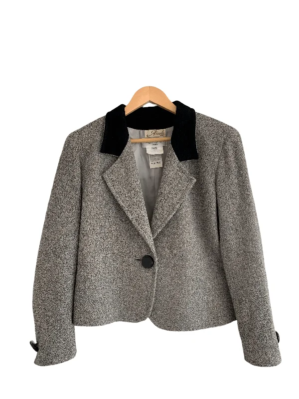 Yves Saint Laurent Wool Jacket Grey EU38 Size UK 10 Bohemian Women's Free