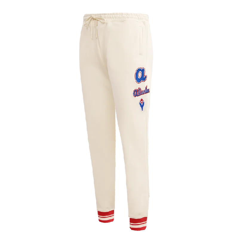 MLB ATLANTA BRAVES RETRO CLASSIC WOMEN'S RIB SWEATPANT (EGGSHELL/ RED) Practical Women's Multi - 