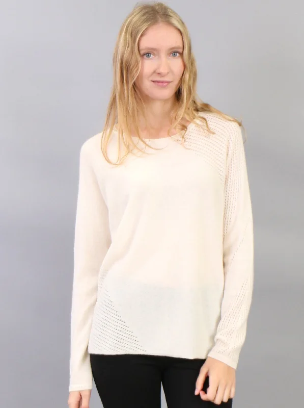 Pointelle Accented Pullover Classic Women's Tweed