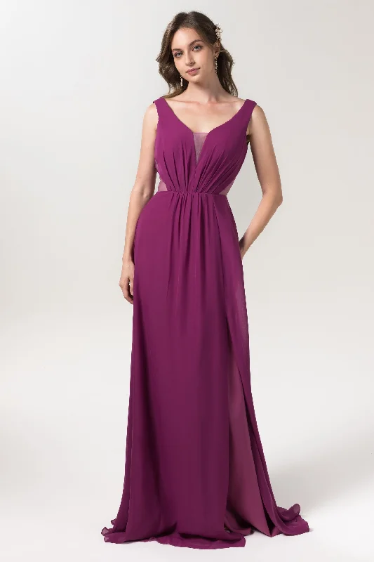 A-Line Floor Length Chiffon Bridesmaid Dress CB0559 Compression