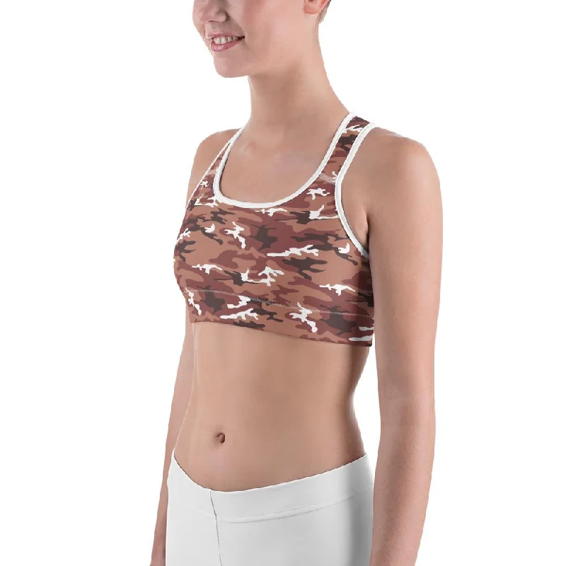 Brown Camo Sports Bra Trendy Women's 
