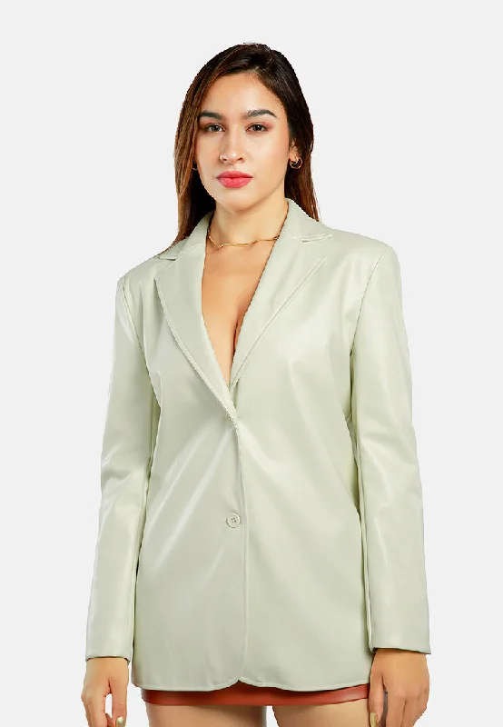 Basic Button Down Blazer Hip Women's Retro