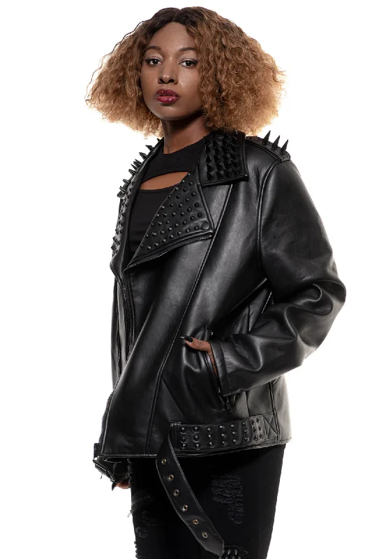 Creeping Death Biker Jacket [BLACK STUDS] Monochromatic All - in - one