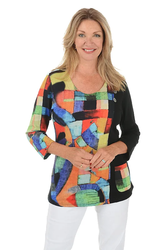 Petite Darica Triple Button Knit Top Practical Women's Multi - 