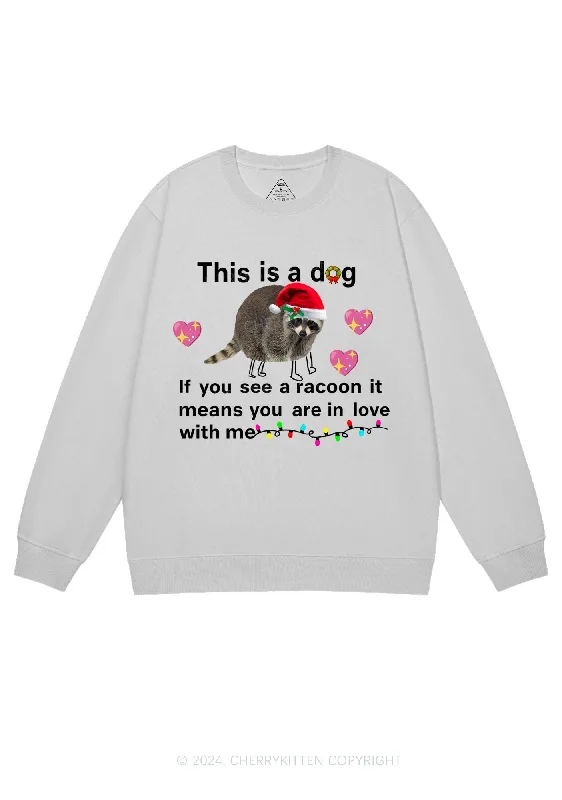 Christmas Dog Racoon Y2K Sweatshirt Cherrykitten Practical Women's Quick - dry