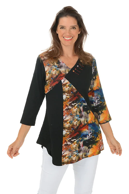 Flynn Diagonal Patchwork Tunic Casual Women's Loose - fitting