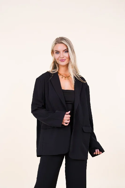 Oversized blazer wijd model zwart - Kate garde
