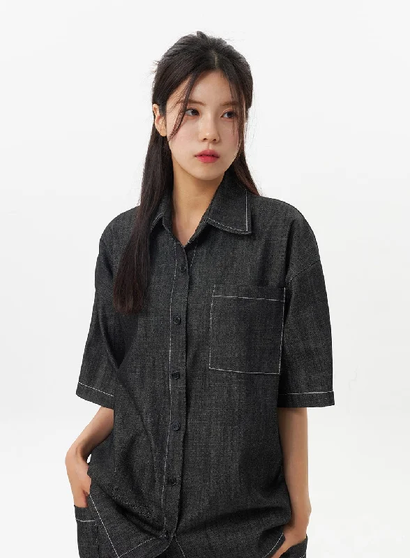 Oversized Denim Shirt OU326 Modern Women's 
