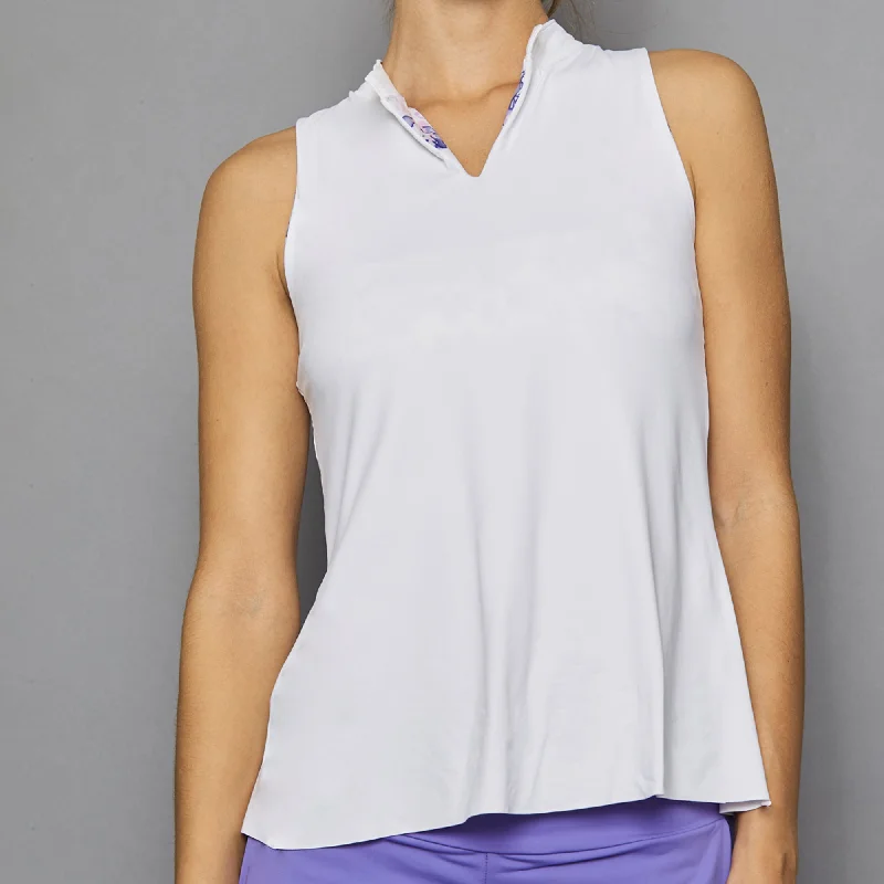 Serenity Sleeveless Collar Top (white) Cozy Women's Winter