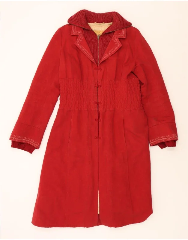 NOA NOA Womens Overcoat UK 14 Medium Red Cotton Confident Women's High - fashion