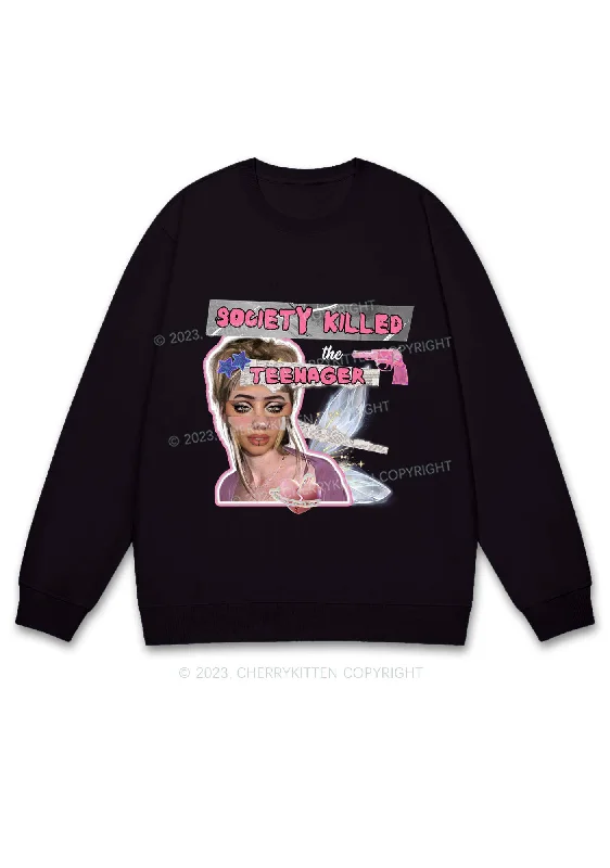 Society Killed The Teenager Y2K Sweatshirt Cherrykitten Artistic Women's Avant - 
