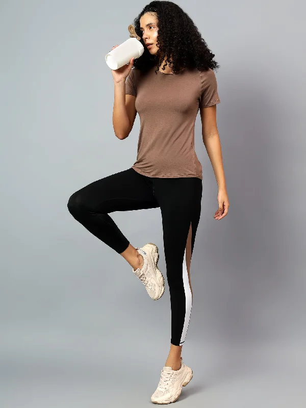 Fitkin Women's Brown Ecofriendly Active Tshirt Laid - back Women's Vibe