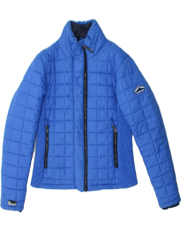 SUPERDRY Womens Padded Jacket UK 14 Medium Blue Nylon Cozy Women's Winter