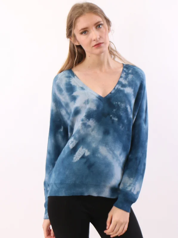 Hand Dyed V neck Sweater in Cotton Artistic Women's Avant - 