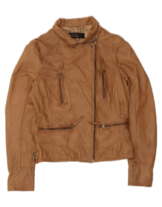 OAKWOOD Womens Leather Jacket UK 14 Large Brown Sleek Women's Metallic