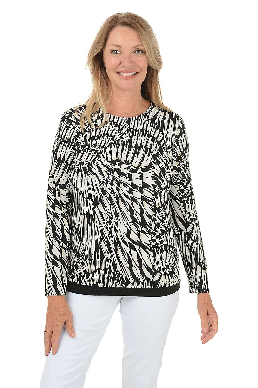 Stones Throw Long Sleeve Knit Top Classic Women's Pin - striped