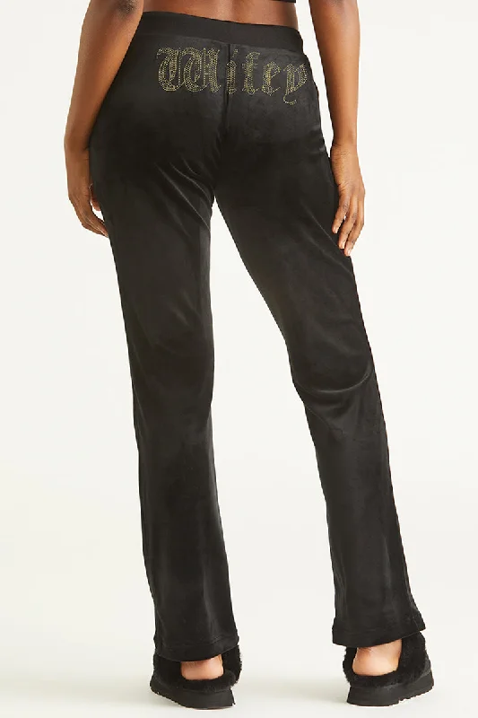 Wifey Big Bling Velour Track Pants Monochromatic Office Style