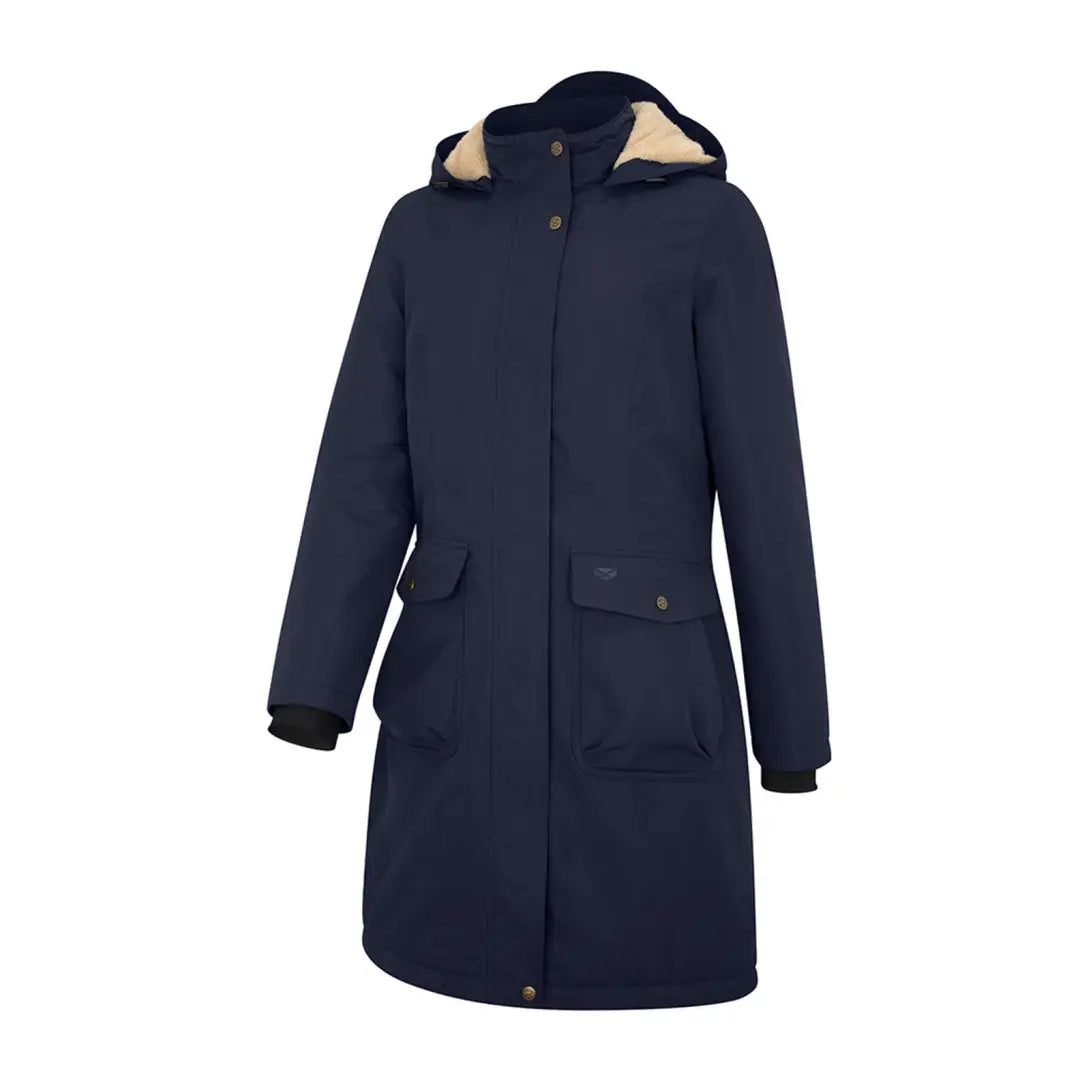 Hoggs of Fife Walker Ladies Long Coat Navy Cool Women's Distressed