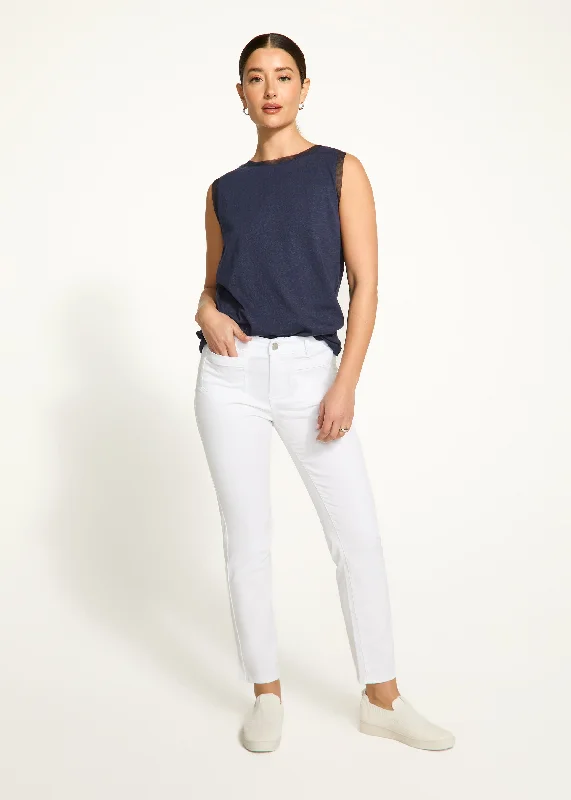 Boat Neck Cami, Navy Feminine Women's Soft 
