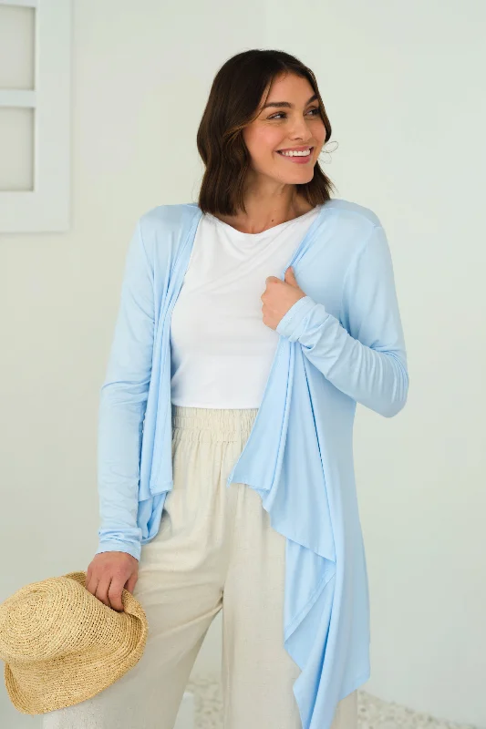 Waterfall Cardigan - Powder Blue Dapper Women's Bow - adorned